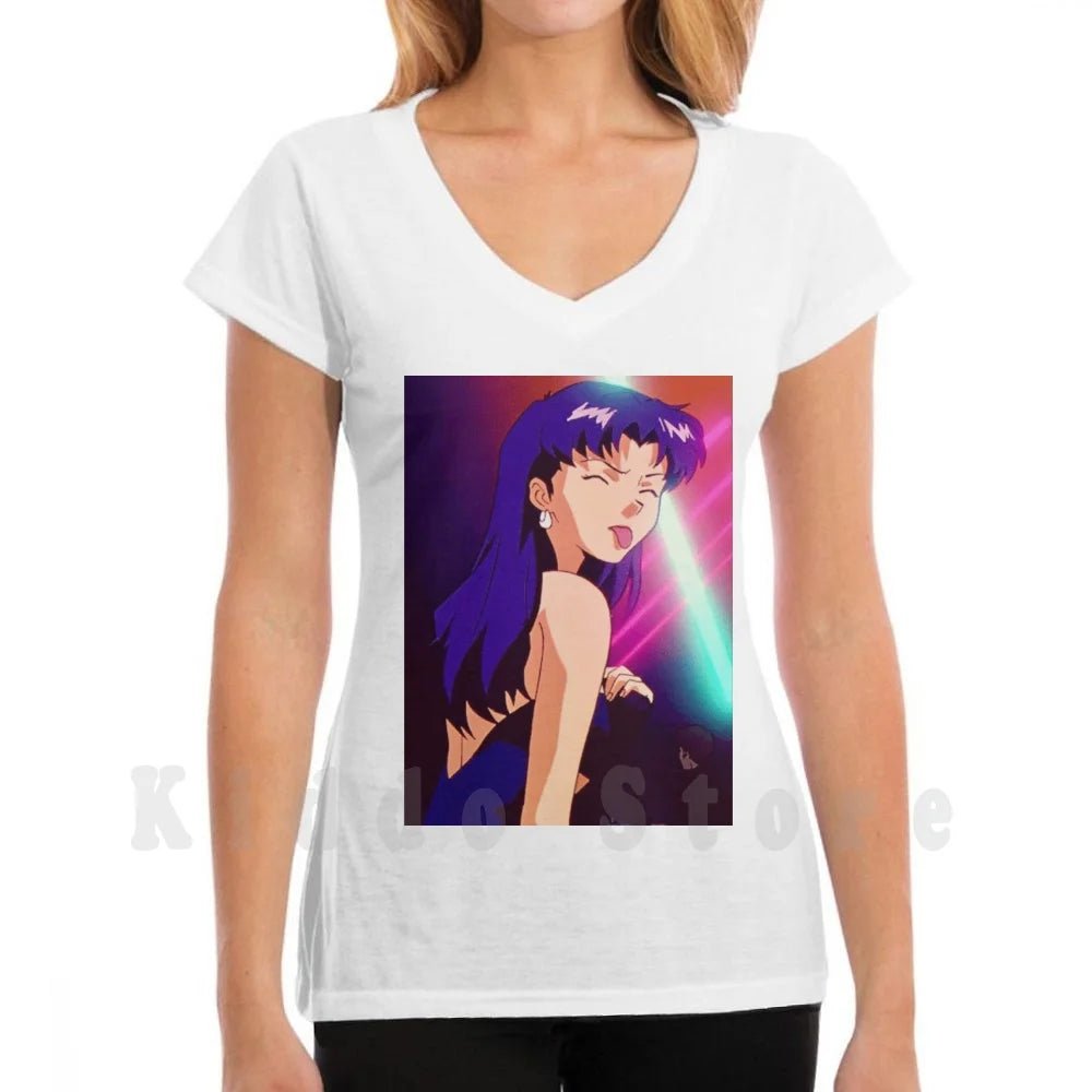 Misato T Shirt Cotton Men DIY Print Cool Tee Anime Manga Girl Woman Misato Katsuragi Club Clubbing Lights Sad - AMAZON FACTORY