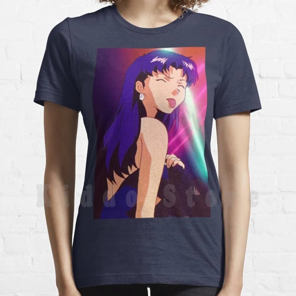 Misato T Shirt Cotton Men DIY Print Cool Tee Anime Manga Girl Woman Misato Katsuragi Club Clubbing Lights Sad - AMAZON FACTORY