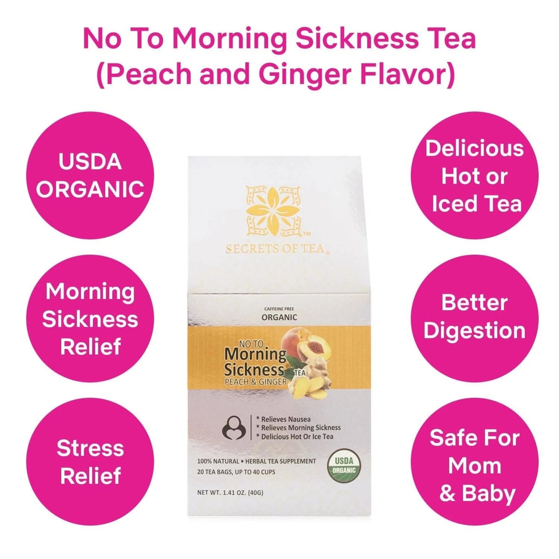 Morning Sickness Tea - Peach and Ginger: 40 Cups-AMAZON FACTORY