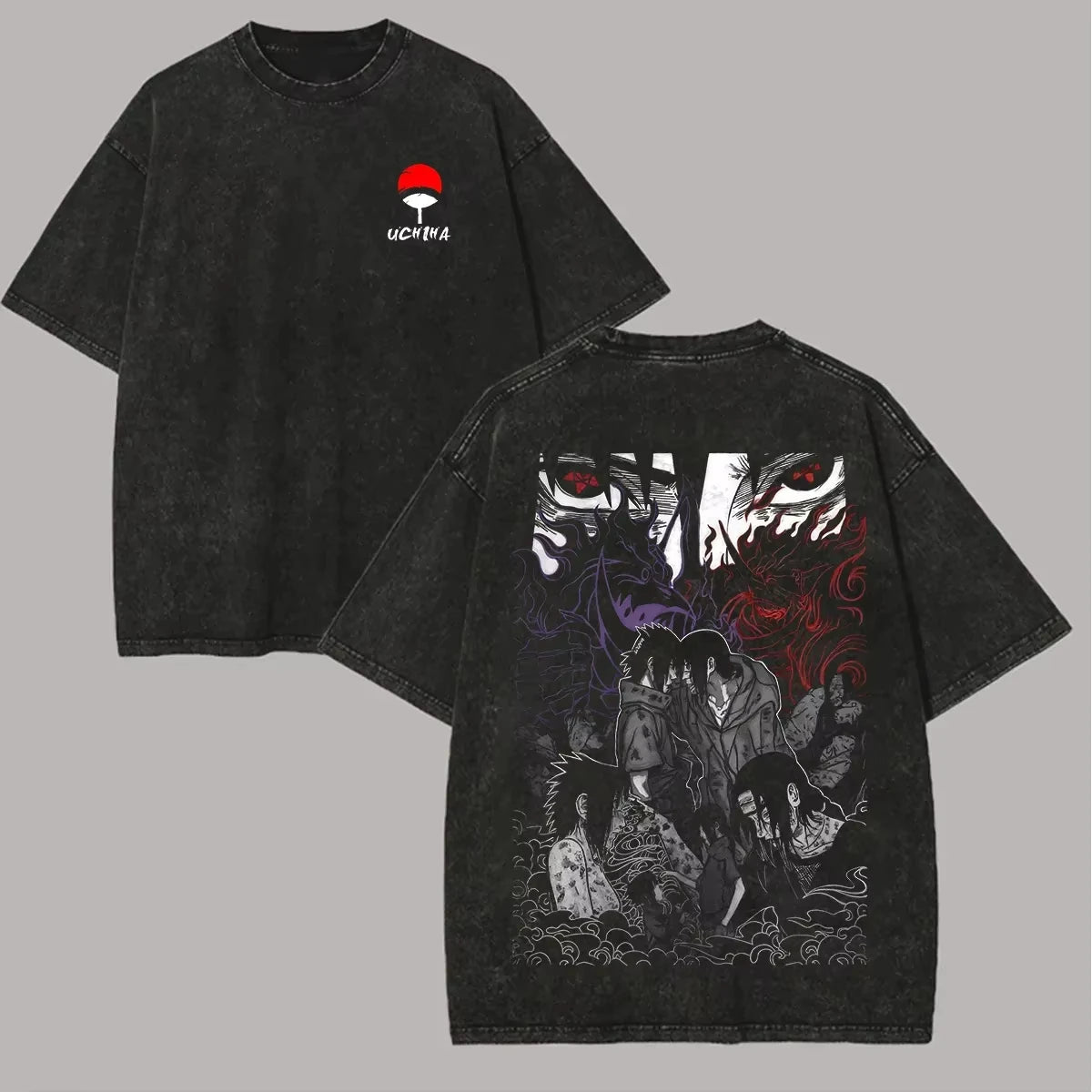 Naruto Itachi Sasuke Shirt Uchiha Sharingan Brothers 2026 Summer New Retro Style Urban Anime Retro Men's Clothing Street Y2k-AMAZON FACTORY