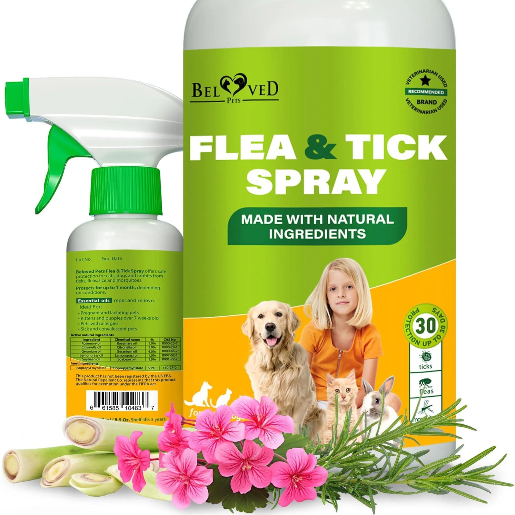 Natural Flea and Tick Home Spray for Dogs Cats & Ferret Mosquito Bug Repellent & Carpet Flea Killer Pet Pest Control & House Flea Treatment Indoor Org - AMAZON FACTORY
