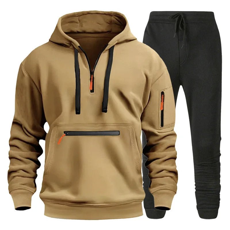 New Men Autumn Winter Sets Zipper Hoodie + Pants 2 Pieces Tracksuit Male Sportswear Clothing Casual Sweatsuit EU Size-AMAZON FACTORY