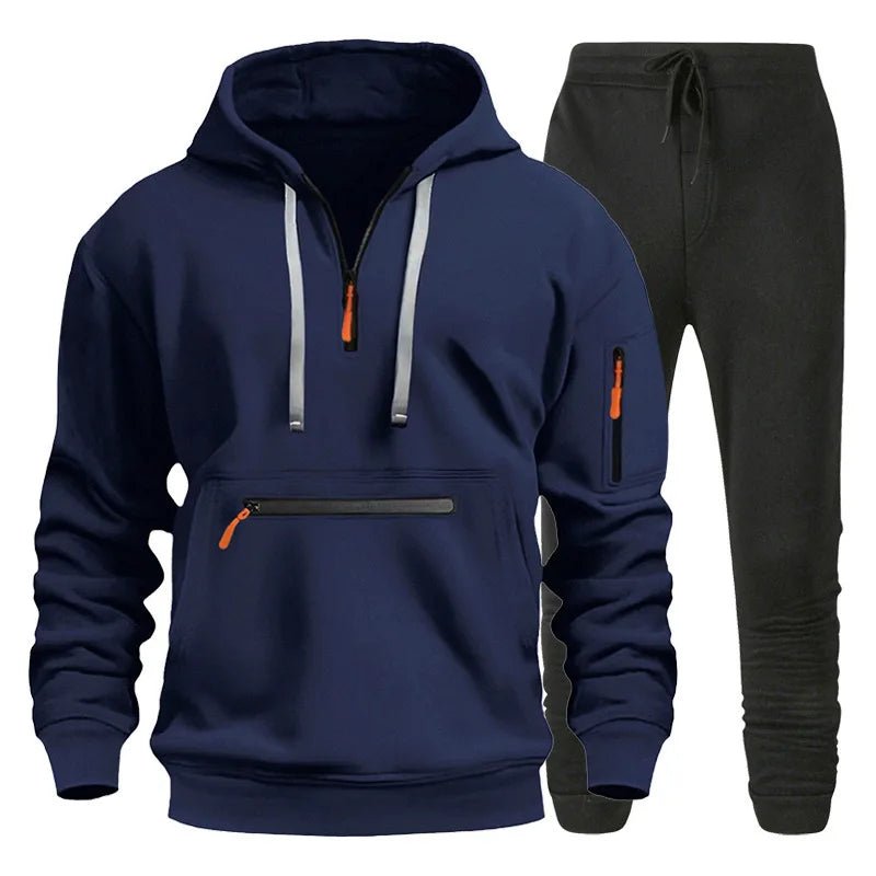 New Men Autumn Winter Sets Zipper Hoodie + Pants 2 Pieces Tracksuit Male Sportswear Clothing Casual Sweatsuit EU Size-AMAZON FACTORY