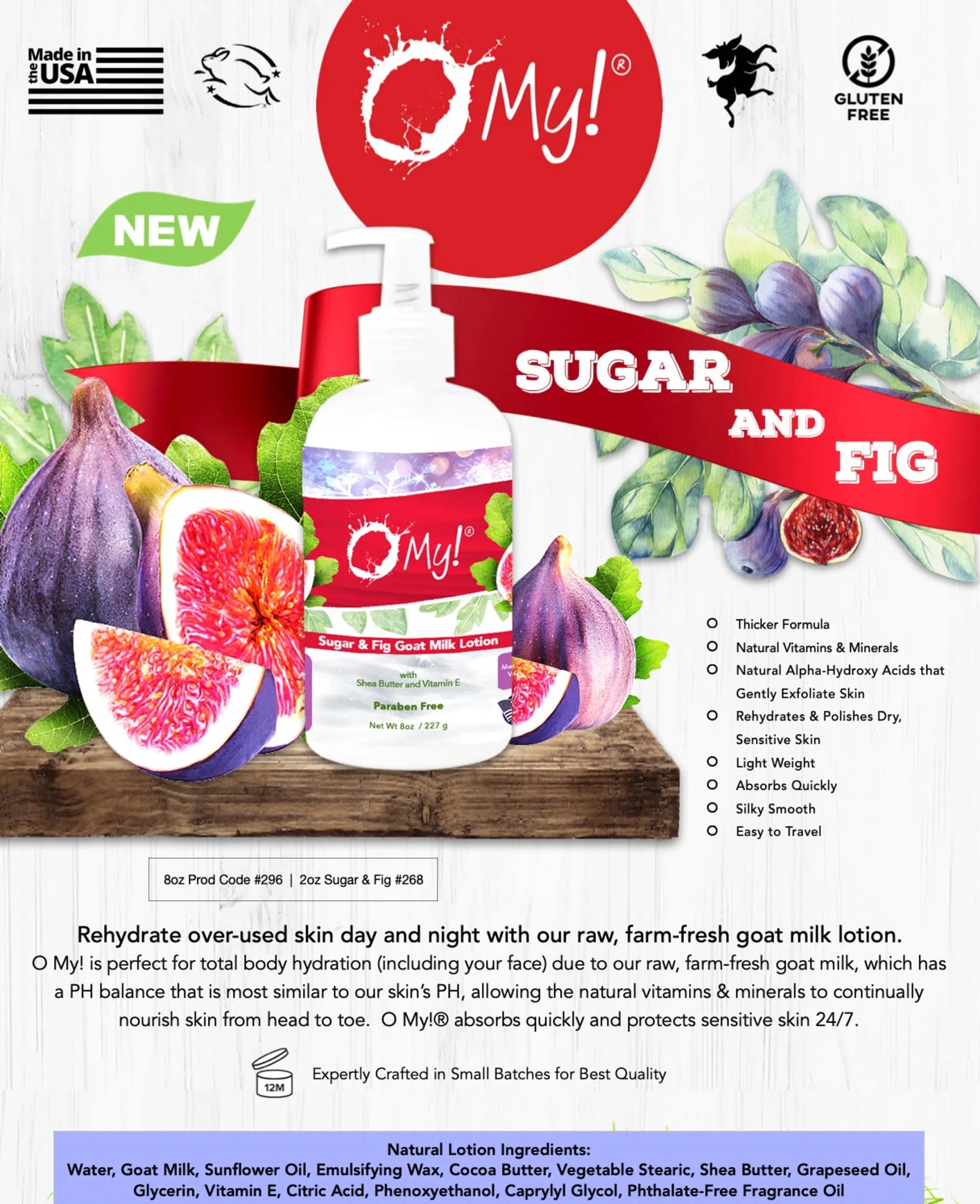 O My! Goat Milk Lotion - Made with Farm-Fresh Goat Milk - Free of Parabens & More - Shea Butter and Vitamin E - Leaping Bunny Certified - Handcrafted in USA-AMAZON FACTORY