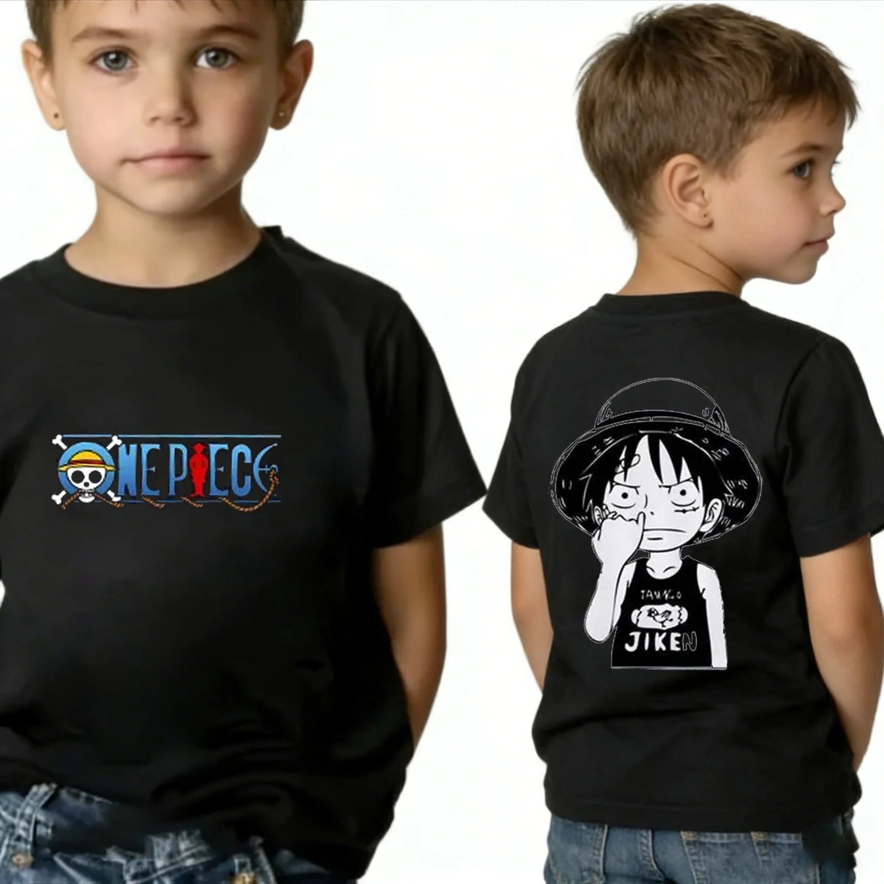One Piece Boy's Girl's T Shirt Summer Kids Anime T-Shirt Luffy Zoro Nami Chopper Cute Clothes Cartoon Tees Birthday Gifts Tops-AMAZON FACTORY
