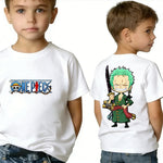 One Piece Boy's Girl's T Shirt Summer Kids Anime T-Shirt Luffy Zoro Nami Chopper Cute Clothes Cartoon Tees Birthday Gifts Tops-AMAZON FACTORY