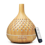 “Openwork Wooden Vase Essential Oil Diffuser with Remote Control and 7 LED Light Colors” - AMAZON FACTORY