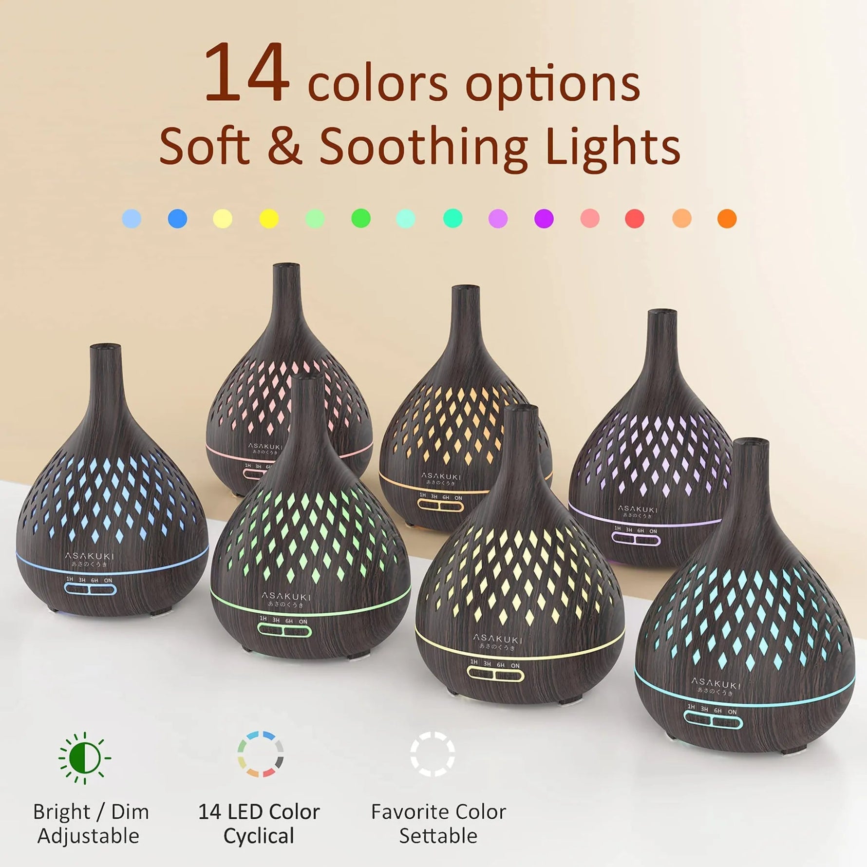 “Openwork Wooden Vase Essential Oil Diffuser with Remote Control and 7 LED Light Colors” - AMAZON FACTORY