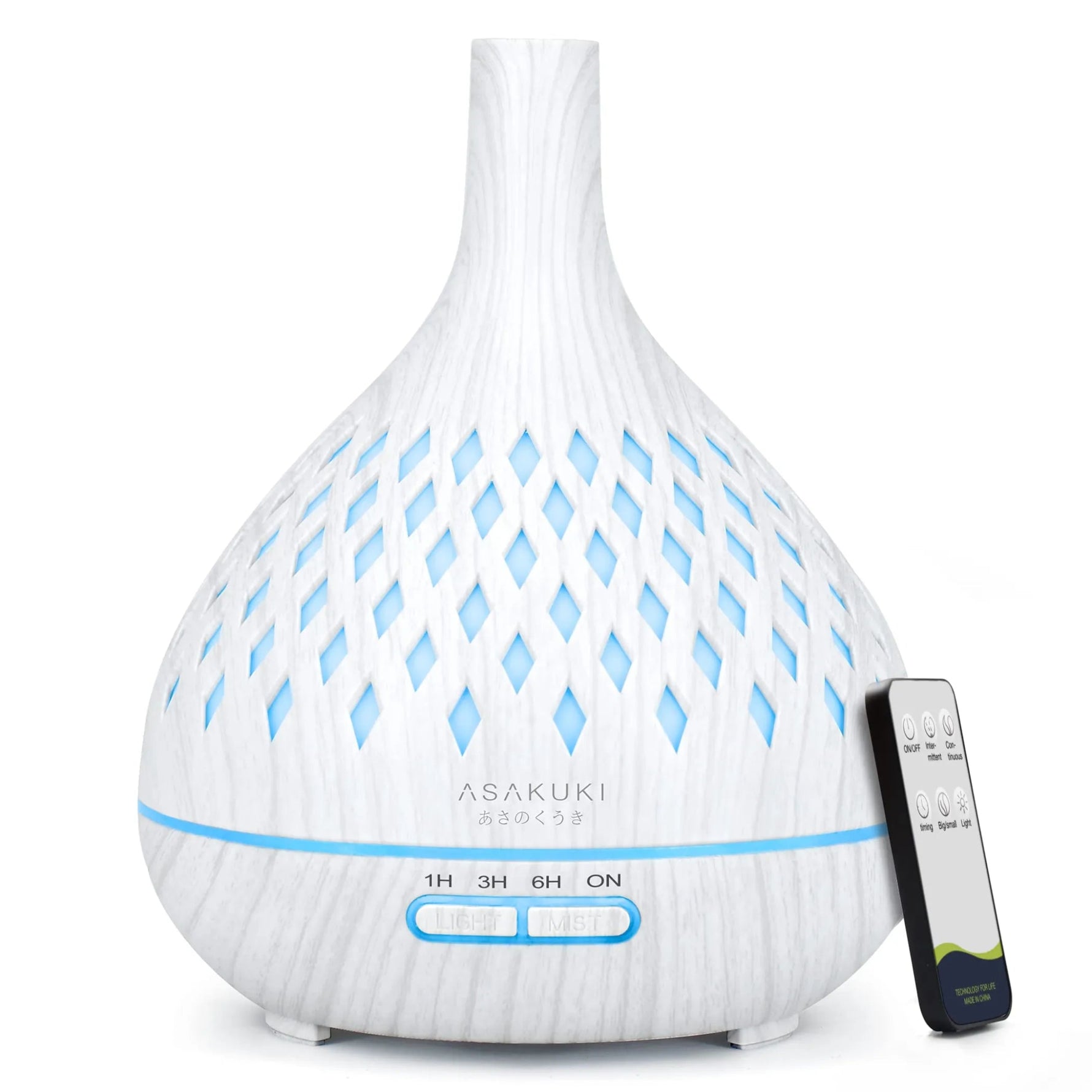 “Openwork Wooden Vase Essential Oil Diffuser with Remote Control and 7 LED Light Colors” - AMAZON FACTORY