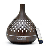 “Openwork Wooden Vase Essential Oil Diffuser with Remote Control and 7 LED Light Colors” - AMAZON FACTORY