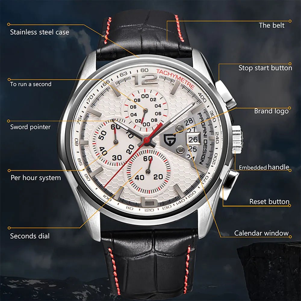 PAGANI DESIGN New PD-3306 Chronograph Men Watch Top Brand Classic Leather Waterproof Quartz Wristwatch for Man Gift Reloj Hombre-AMAZON FACTORY