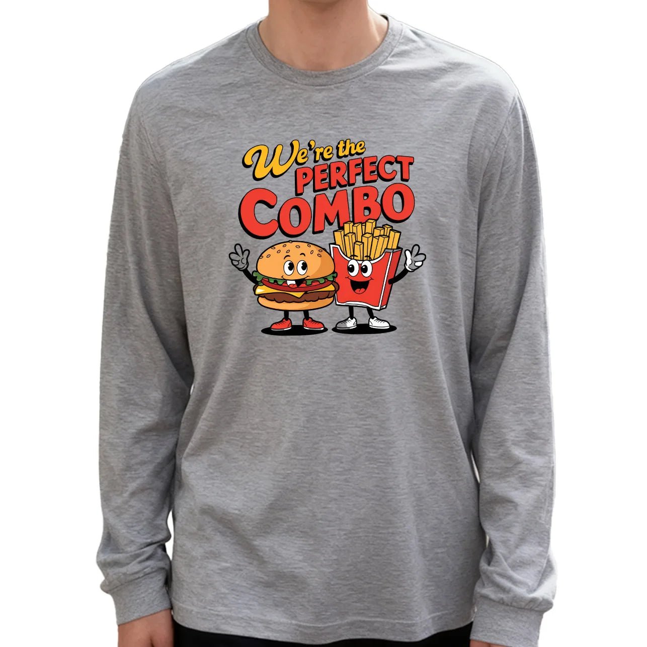 Perfect Combo Men's Long Sleeve T-Shirt 180g 100% Cotton Printed Crew Neck Casual Daily Wear Soft and Breathable-AMAZON FACTORY
