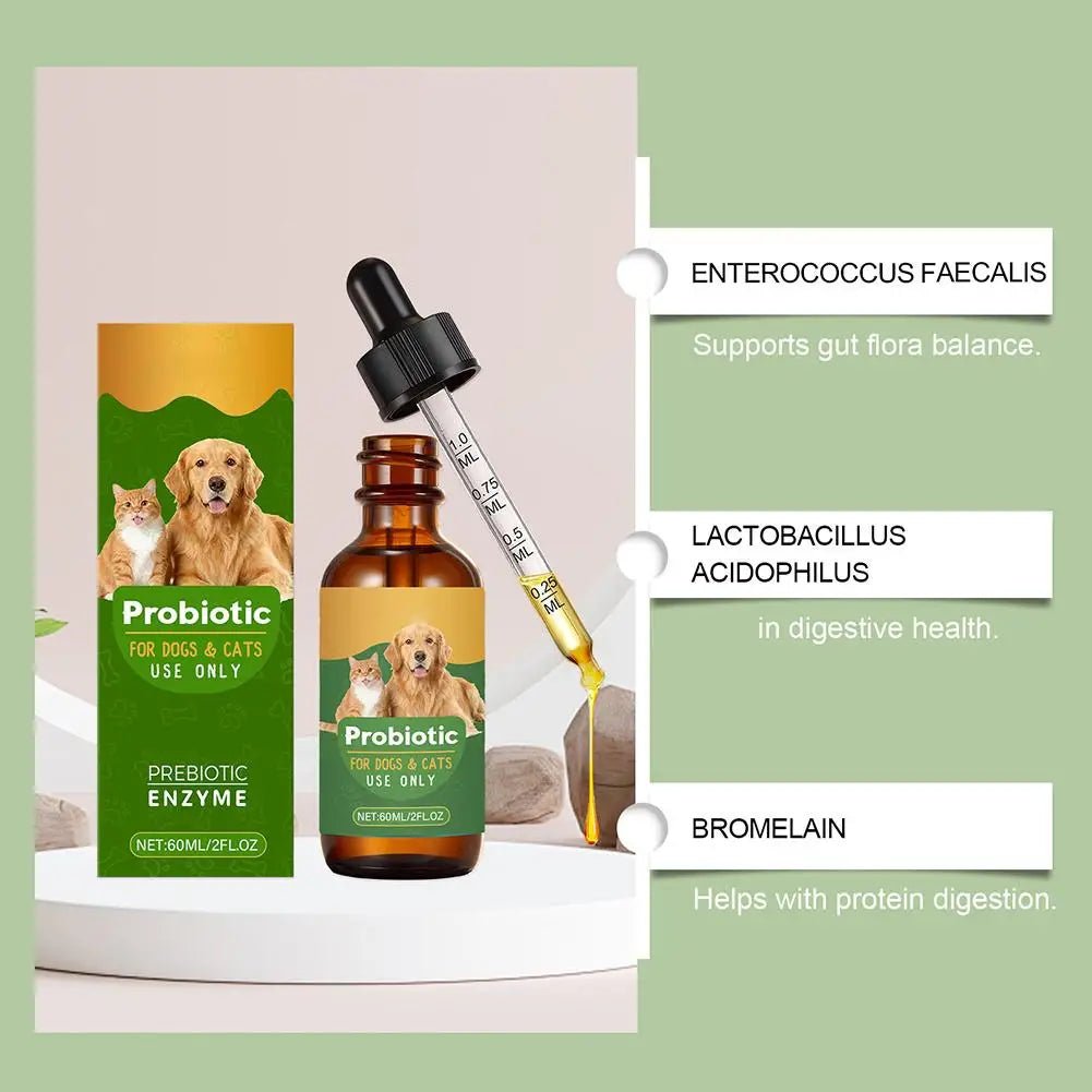 Pet Nutrition Supplement Probiotic Drops Containing Enzymes Used For Dog Cat Digestion And Immune Support Health Supplement 60ML-AMAZON FACTORY