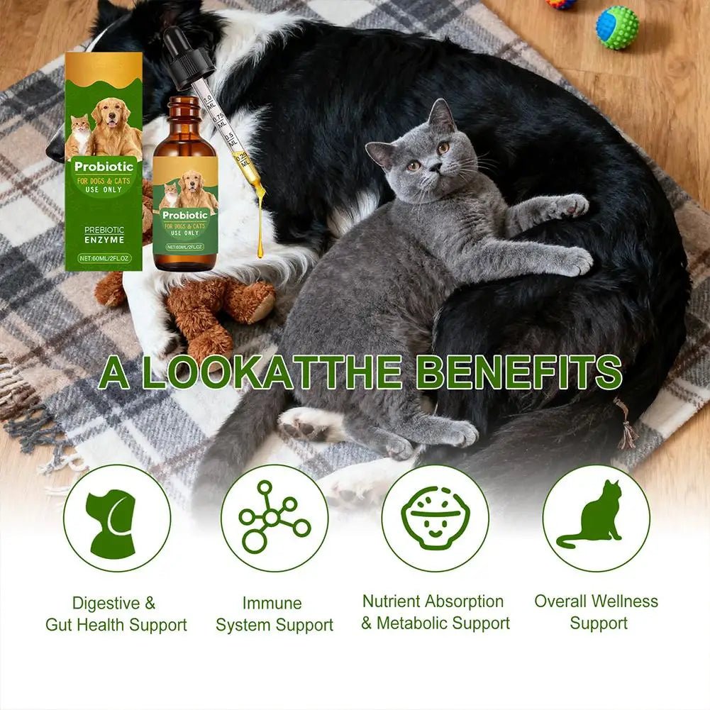 Pet Nutrition Supplement Probiotic Drops Containing Enzymes Used For Dog Cat Digestion And Immune Support Health Supplement 60ML-AMAZON FACTORY