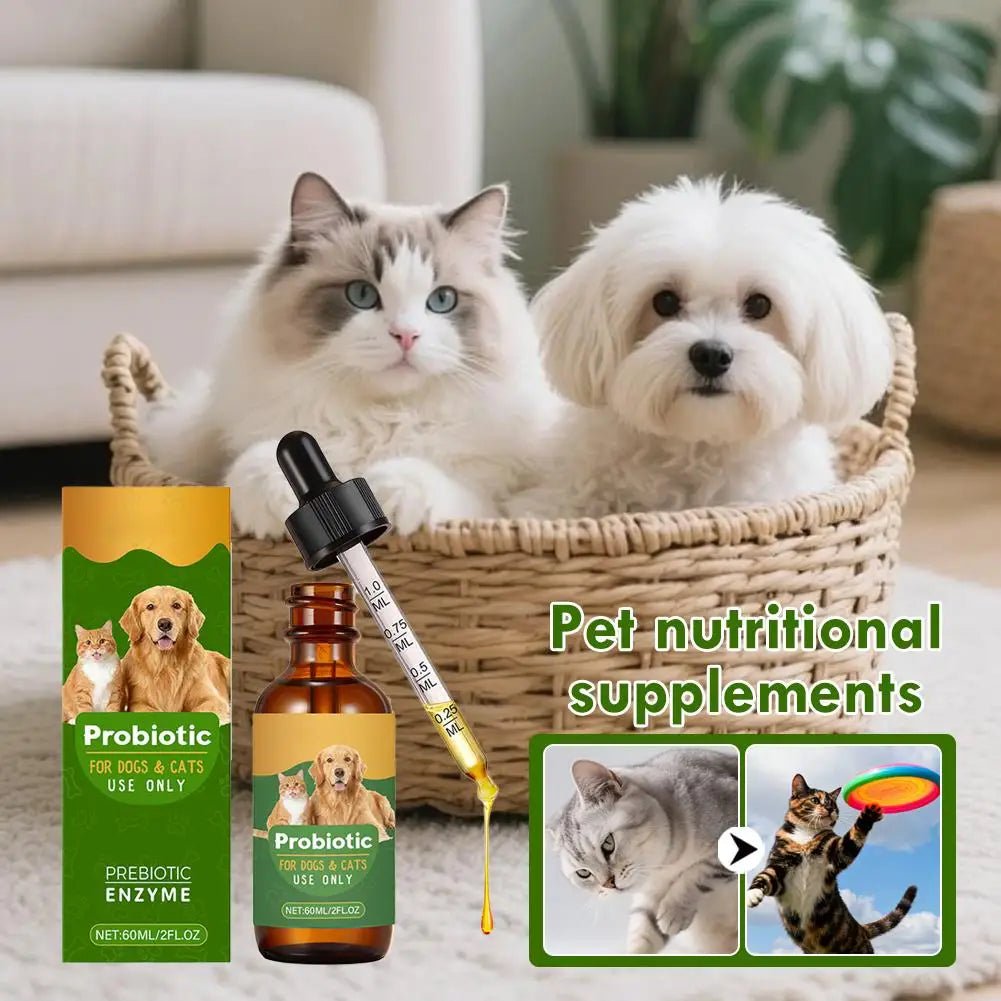 Pet Nutrition Supplement Probiotic Drops Containing Enzymes Used For Dog Cat Digestion And Immune Support Health Supplement 60ML-AMAZON FACTORY