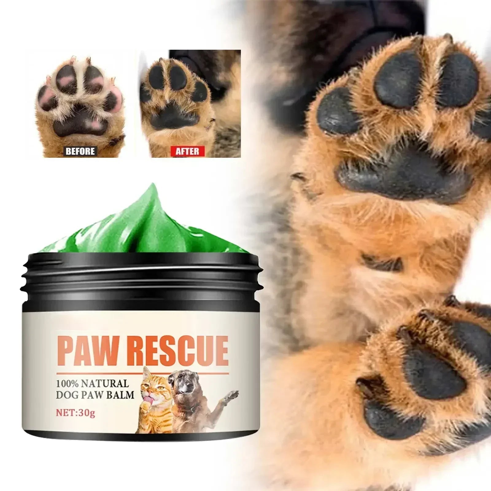 Pet Paw Cream Dog Cat Paw Cleaner Kitten Foot Washer Foot Cleaning Protection Moisturizer Pet Supplies Dry Healthy Care Balm 30g-AMAZON FACTORY