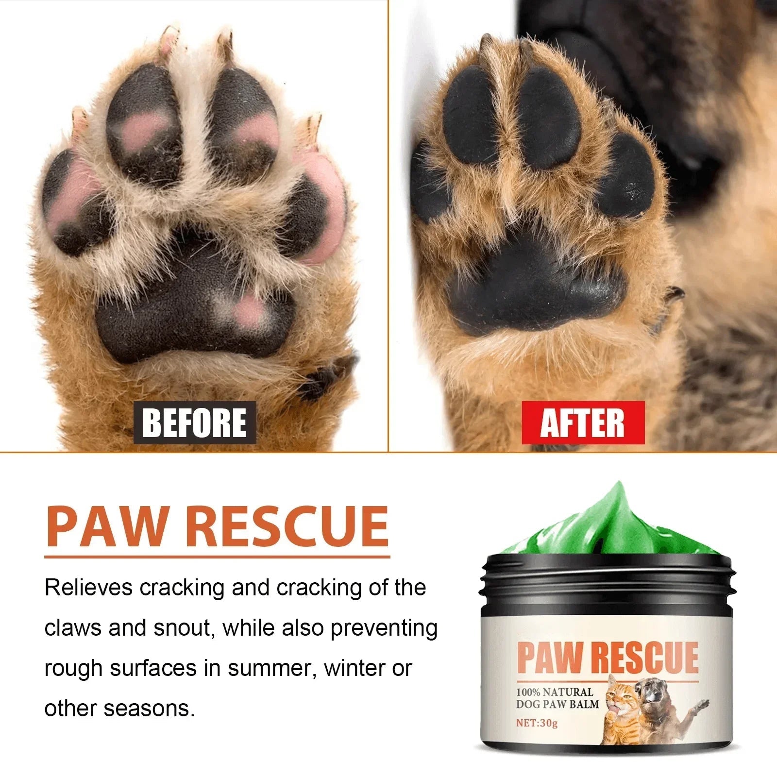 Pet Paw Cream Dog Cat Paw Cleaner Kitten Foot Washer Foot Cleaning Protection Moisturizer Pet Supplies Dry Healthy Care Balm 30g-AMAZON FACTORY