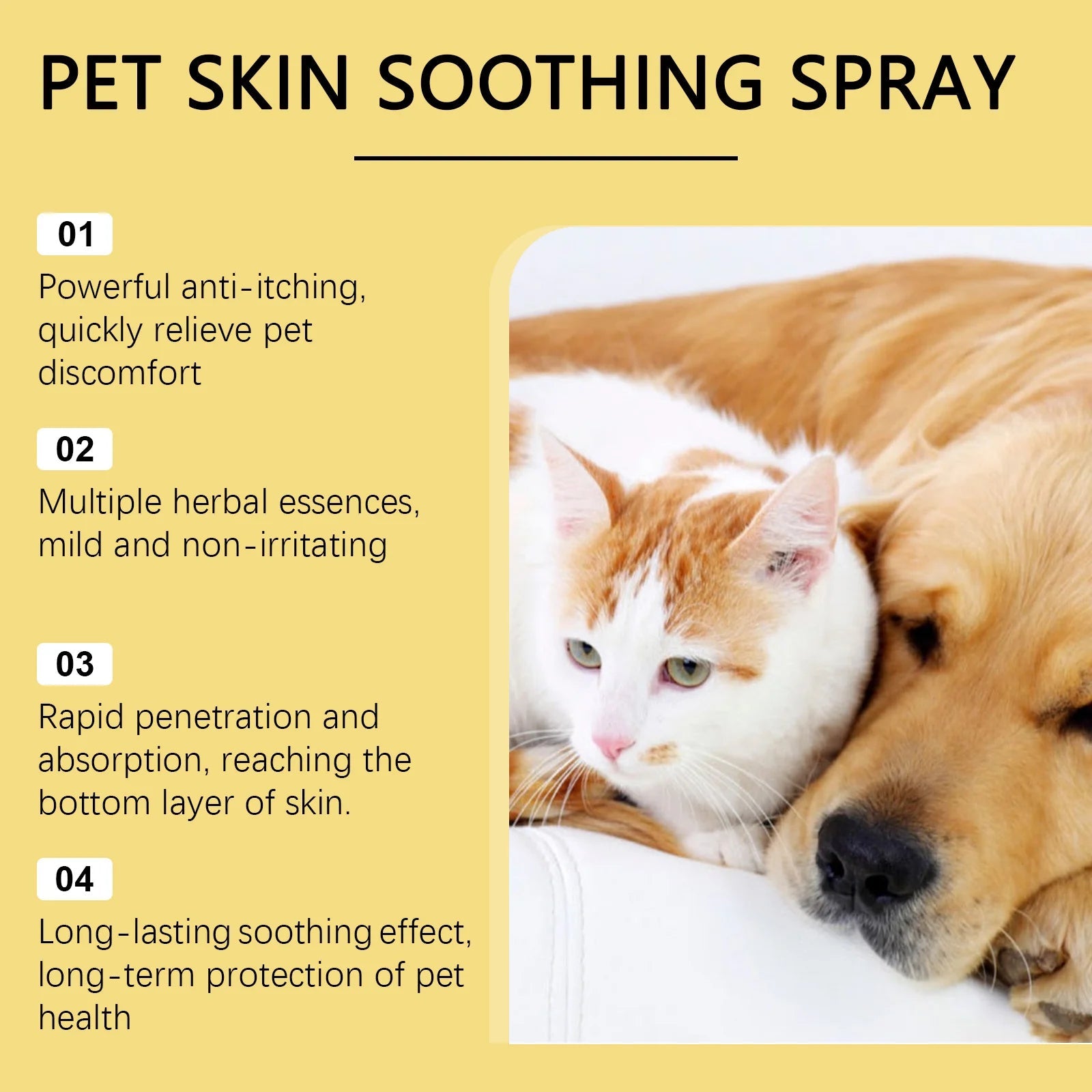 Pet Skin Care Spray Relieve Discomfort for Dogs Cat Flea Lice Control Alleviate Skin Scratching Licking Portable Pet Wound Spray-AMAZON FACTORY