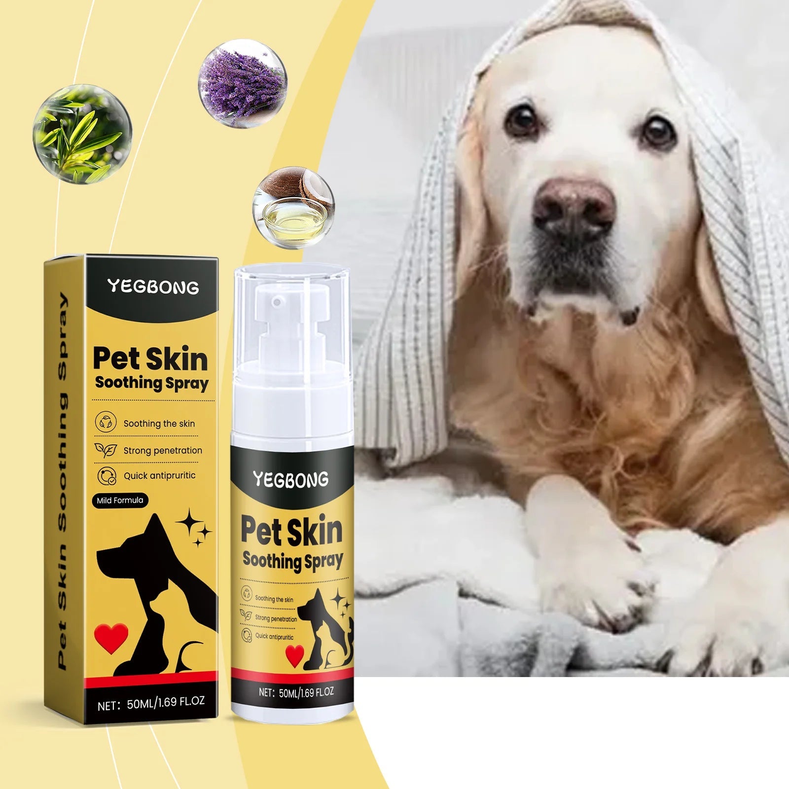 Pet Skin Care Spray Relieve Discomfort for Dogs Cat Flea Lice Control Alleviate Skin Scratching Licking Portable Pet Wound Spray-AMAZON FACTORY