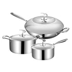 Piece Cookware Stainless Steel Ply Frying Pan, Milk, and Soup Pot with Lid-AMAZON FACTORY
