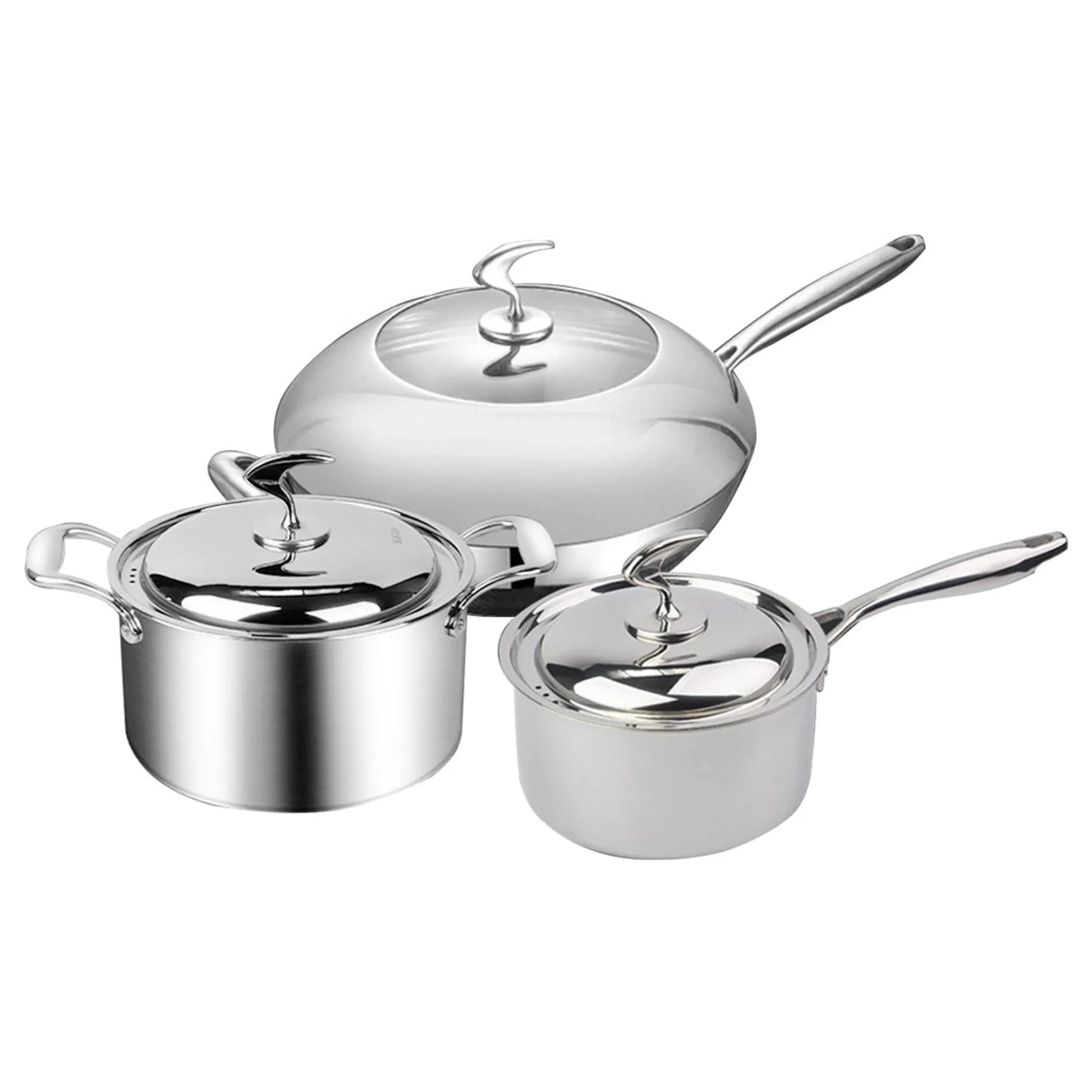 Piece Cookware Stainless Steel Ply Frying Pan, Milk, and Soup Pot with Lid-AMAZON FACTORY
