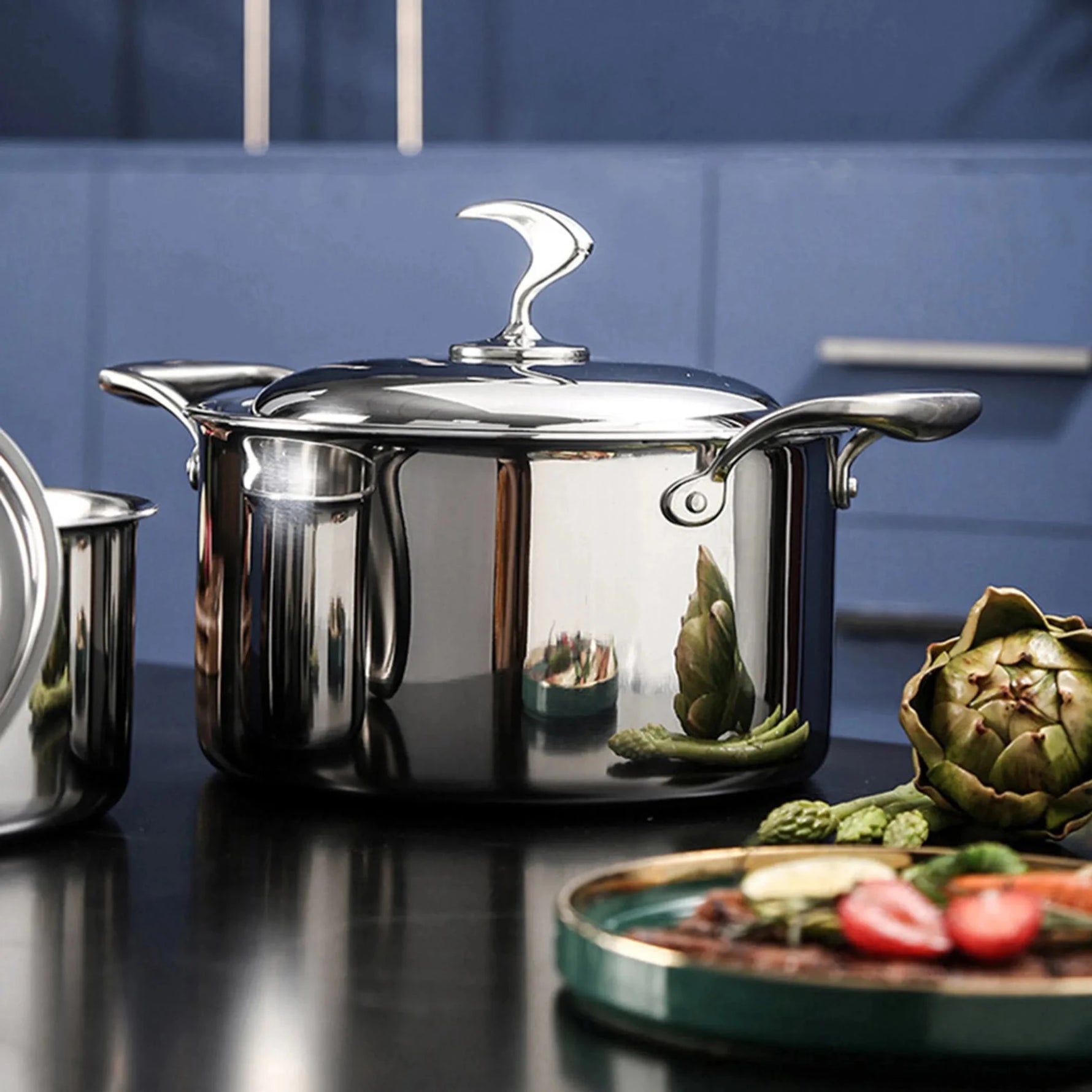 Piece Cookware Stainless Steel Ply Frying Pan, Milk, and Soup Pot with Lid-AMAZON FACTORY
