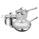 Piece Cookware Stainless Steel Ply Frying Pan, Milk, and Soup Pot with Lid-AMAZON FACTORY