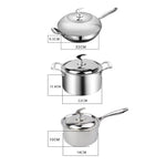 Piece Cookware Stainless Steel Ply Frying Pan, Milk, and Soup Pot with Lid-AMAZON FACTORY
