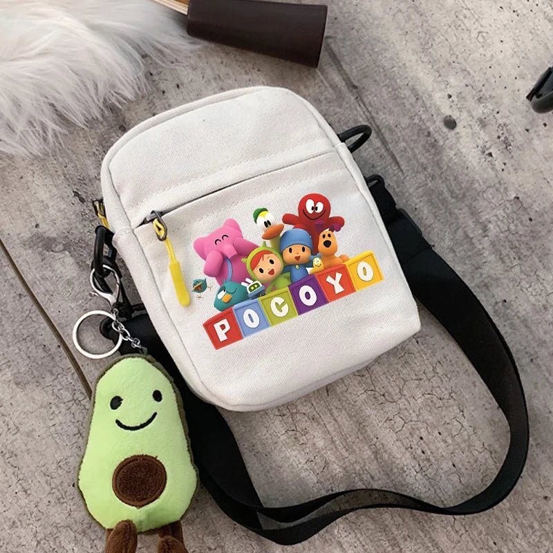 POCOYOES Shoulder Bag Anime Figure Boy Girl Crossbody Bags Kawaii Canvas Square Messager Women Men Travel Sport Birthday Gift-AMAZON FACTORY
