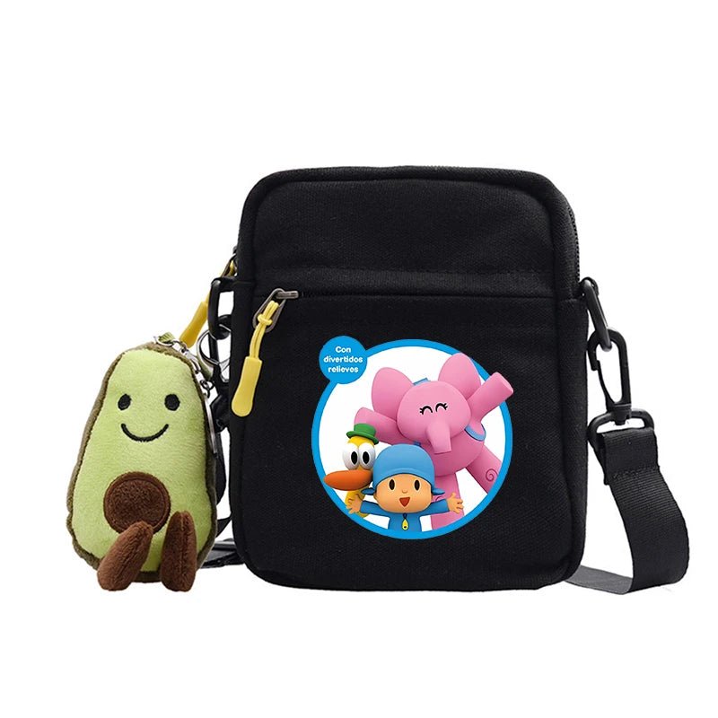 POCOYOES Shoulder Bag Anime Figure Boy Girl Crossbody Bags Kawaii Canvas Square Messager Women Men Travel Sport Birthday Gift-AMAZON FACTORY