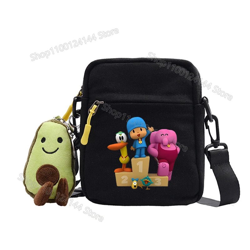 POCOYOES Shoulder Bag Anime Figure Boy Girl Crossbody Bags Kawaii Canvas Square Messager Women Men Travel Sport Birthday Gift-AMAZON FACTORY