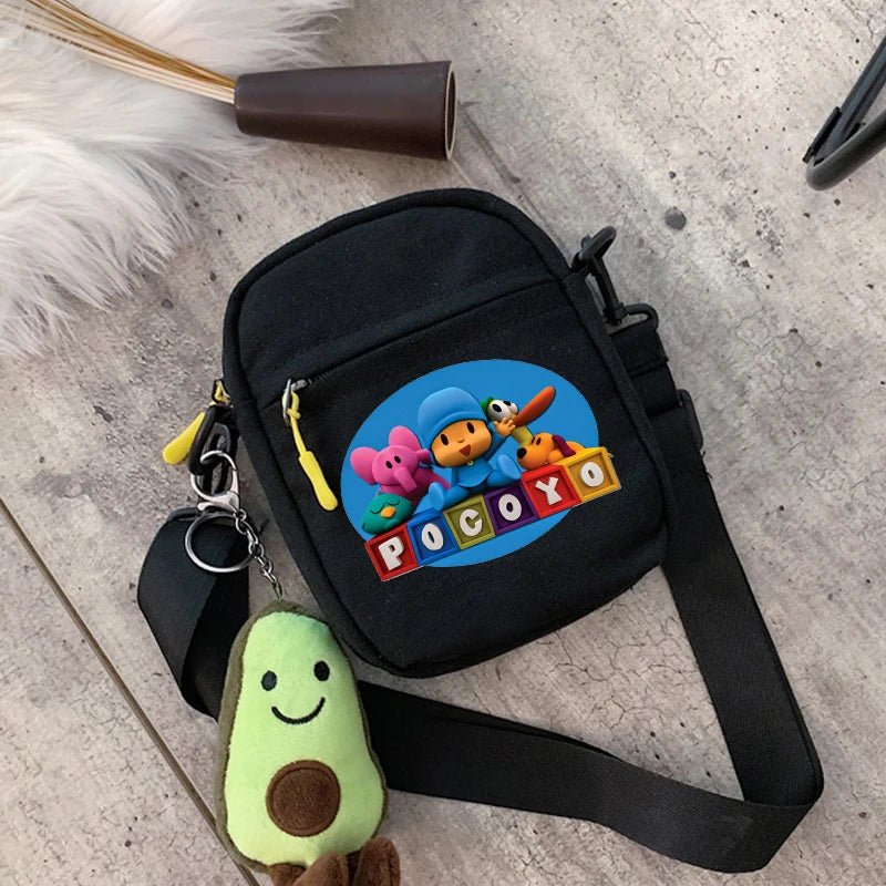 POCOYOES Shoulder Bag Anime Figure Boy Girl Crossbody Bags Kawaii Canvas Square Messager Women Men Travel Sport Birthday Gift-AMAZON FACTORY