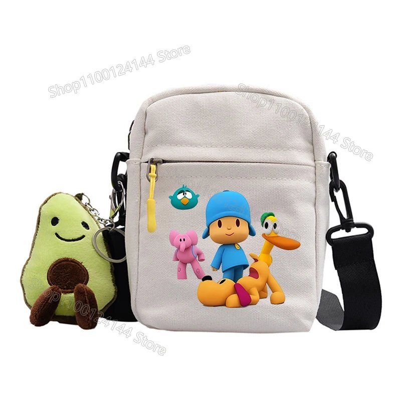 POCOYOES Shoulder Bag Anime Figure Boy Girl Crossbody Bags Kawaii Canvas Square Messager Women Men Travel Sport Birthday Gift-AMAZON FACTORY