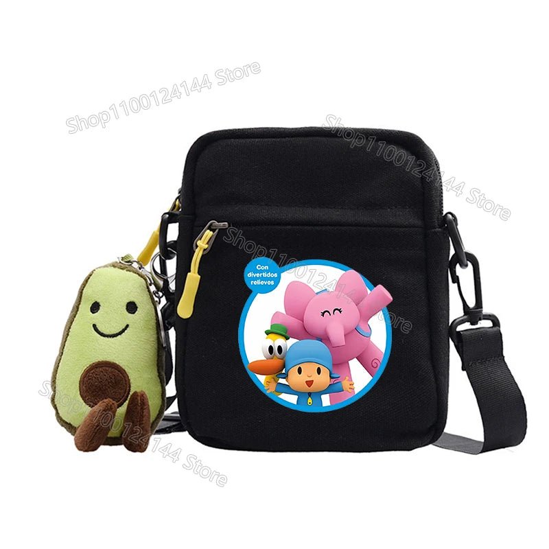POCOYOES Shoulder Bag Anime Figure Boy Girl Crossbody Bags Kawaii Canvas Square Messager Women Men Travel Sport Birthday Gift-AMAZON FACTORY