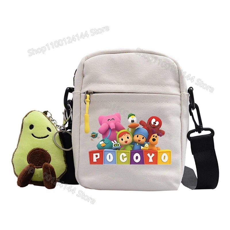 POCOYOES Shoulder Bag Anime Figure Boy Girl Crossbody Bags Kawaii Canvas Square Messager Women Men Travel Sport Birthday Gift-AMAZON FACTORY