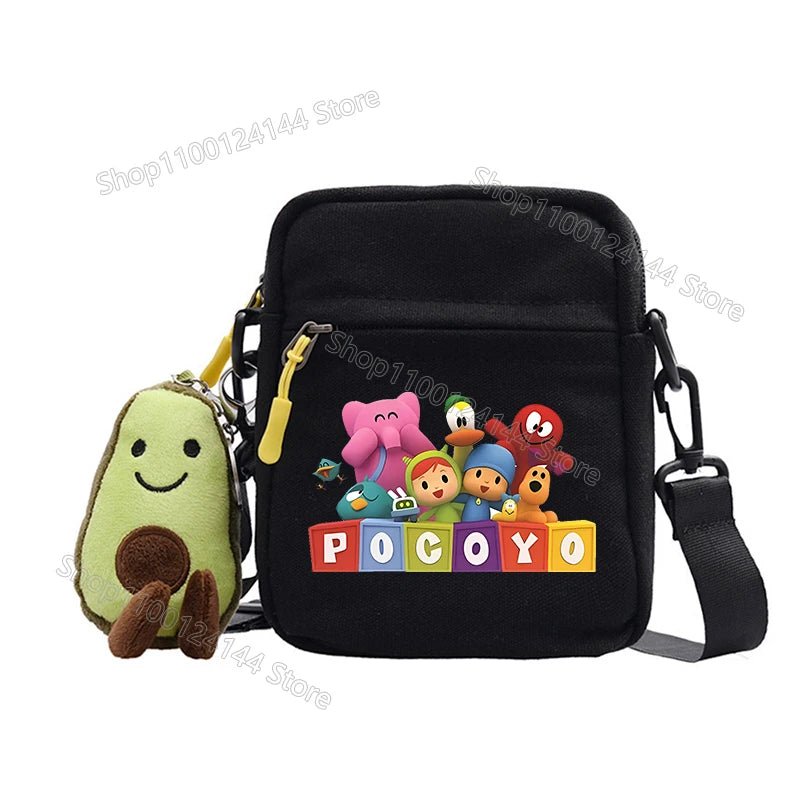 POCOYOES Shoulder Bag Anime Figure Boy Girl Crossbody Bags Kawaii Canvas Square Messager Women Men Travel Sport Birthday Gift-AMAZON FACTORY
