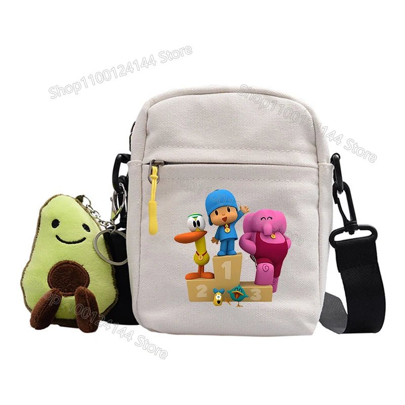 POCOYOES Shoulder Bag Anime Figure Boy Girl Crossbody Bags Kawaii Canvas Square Messager Women Men Travel Sport Birthday Gift-AMAZON FACTORY