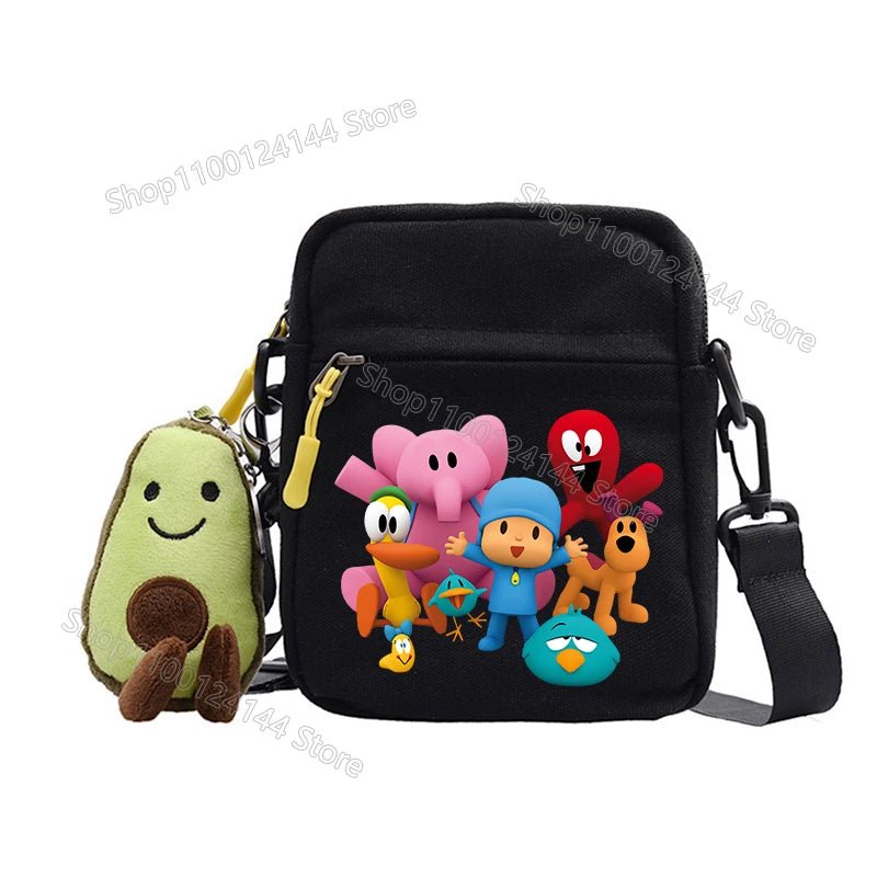 POCOYOES Shoulder Bag Anime Figure Boy Girl Crossbody Bags Kawaii Canvas Square Messager Women Men Travel Sport Birthday Gift-AMAZON FACTORY