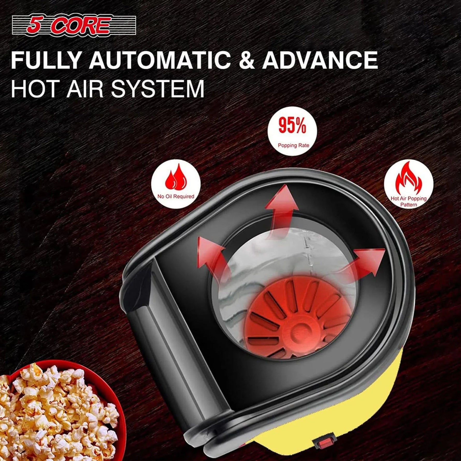 Popcorn Machine 16 Cup Hot Air Popper Mini Portable Electric Pop Corn Maker - AMAZON FACTORY