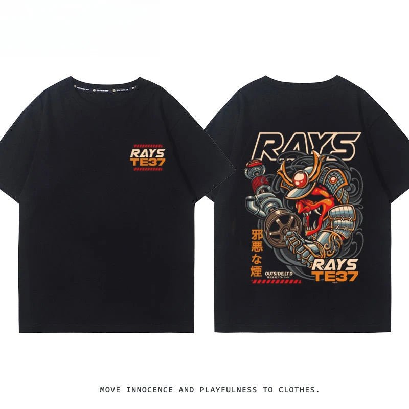 RA Wheel Rim TE37 Wheel Hub Modified Car Short Sleeve Men's and Women's Summer Cotton Japanese Versatile T-Shirt Tide Ins-AMAZON FACTORY