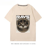 RA Wheel Rim TE37 Wheel Hub Modified Car Short Sleeve Men's and Women's Summer Cotton Japanese Versatile T-Shirt Tide Ins-AMAZON FACTORY