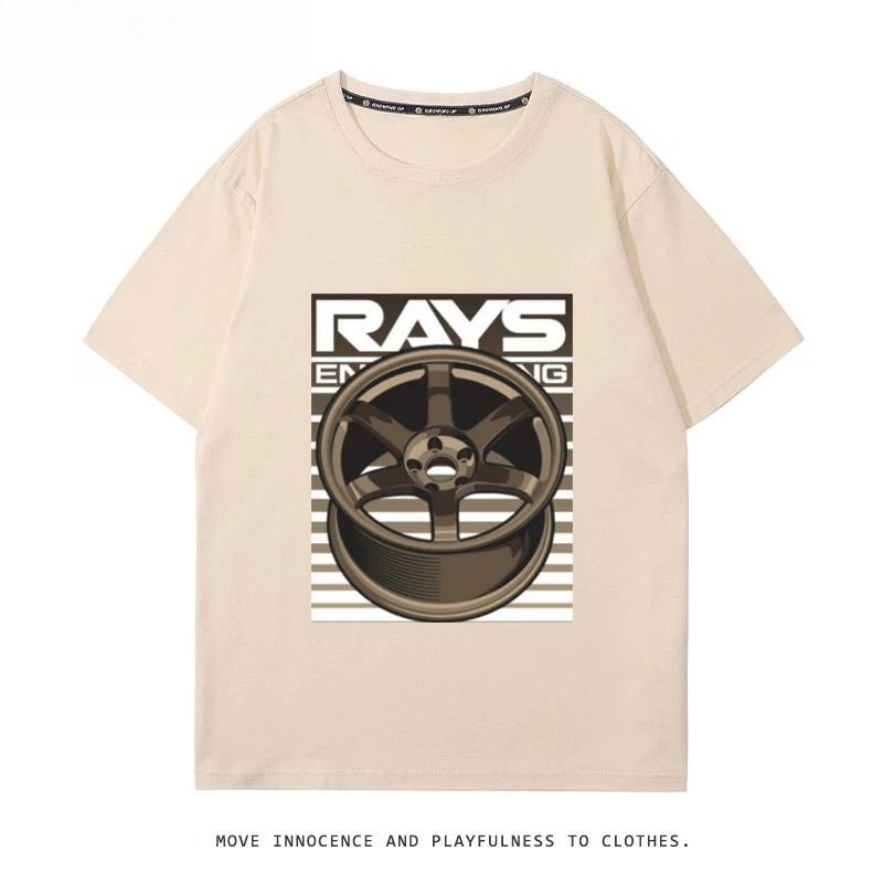 RA Wheel Rim TE37 Wheel Hub Modified Car Short Sleeve Men's and Women's Summer Cotton Japanese Versatile T-Shirt Tide Ins-AMAZON FACTORY