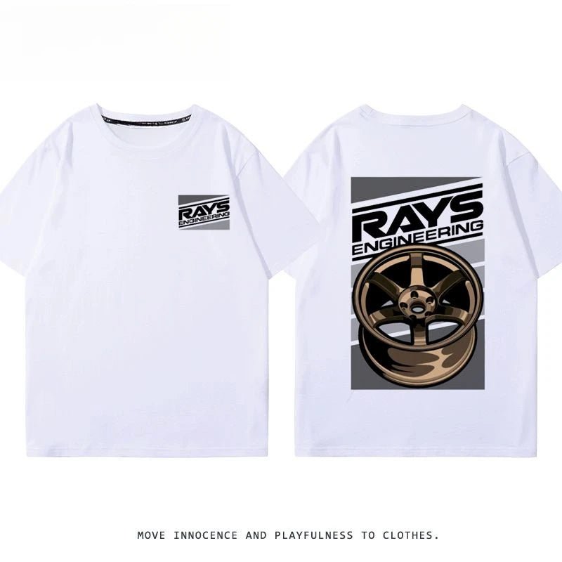 RA Wheel Rim TE37 Wheel Hub Modified Car Short Sleeve Men's and Women's Summer Cotton Japanese Versatile T-Shirt Tide Ins-AMAZON FACTORY