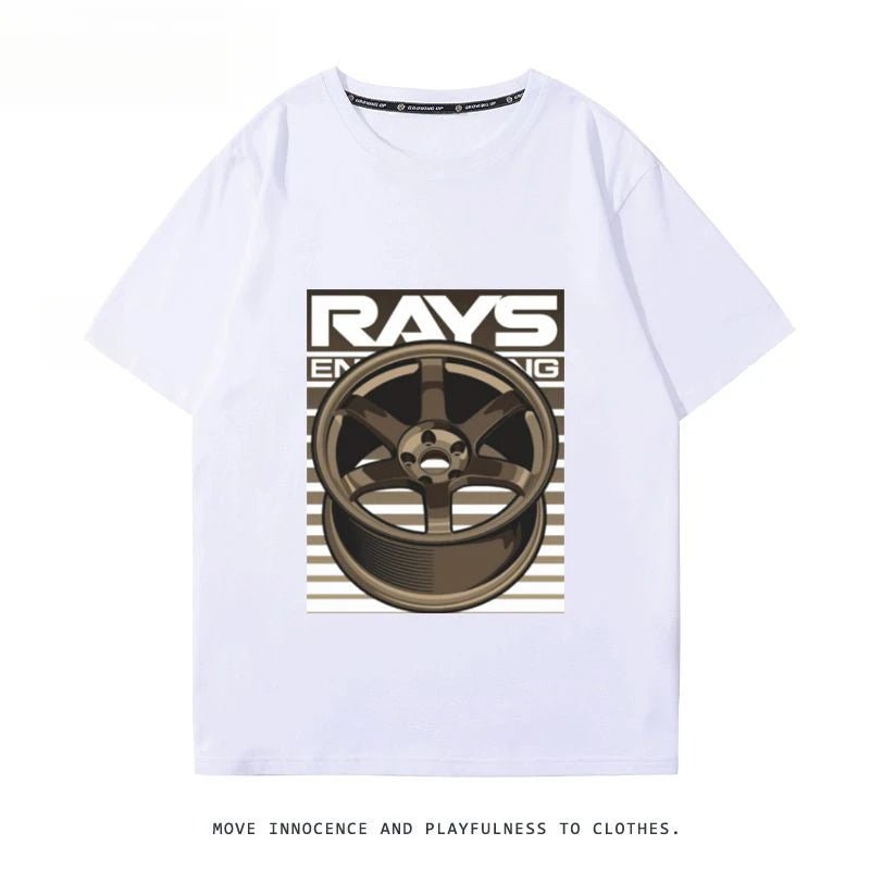 RA Wheel Rim TE37 Wheel Hub Modified Car Short Sleeve Men's and Women's Summer Cotton Japanese Versatile T-Shirt Tide Ins-AMAZON FACTORY
