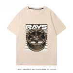 RA Wheel Rim TE37 Wheel Hub Modified Car Short Sleeve Men's and Women's Summer Cotton Japanese Versatile T-Shirt Tide Ins-AMAZON FACTORY