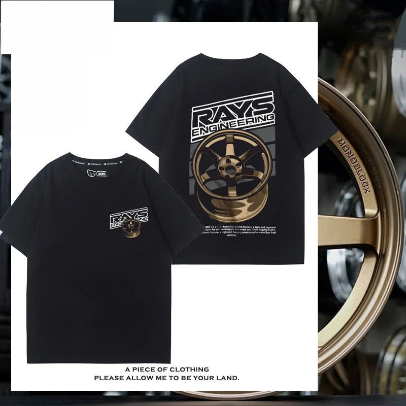 RA Wheel Rim TE37 Wheel Hub Modified Car Short Sleeve Men's and Women's Summer Cotton Japanese Versatile T-Shirt Tide Ins-AMAZON FACTORY