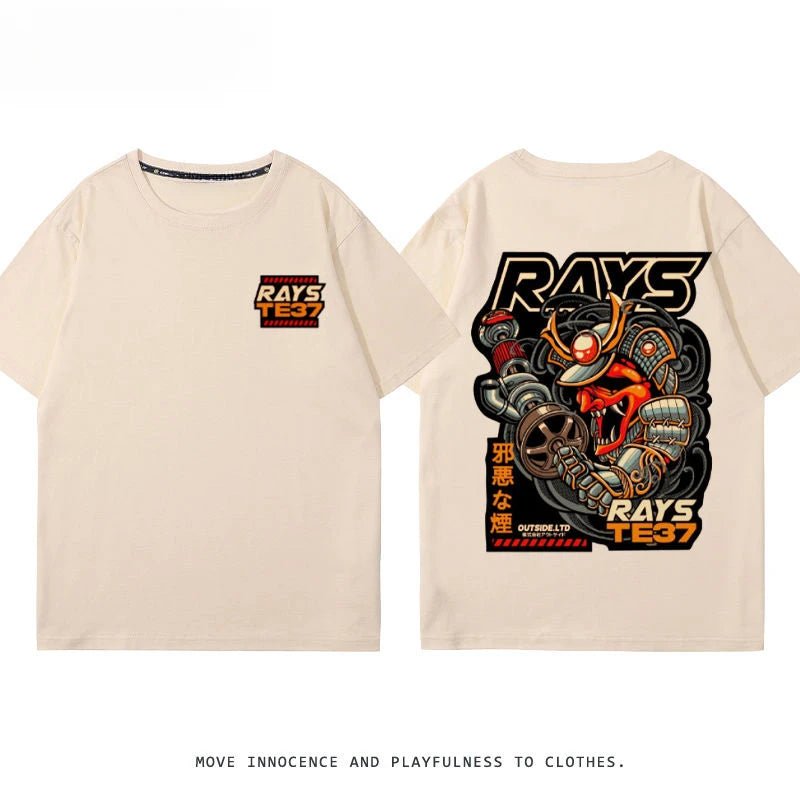 RA Wheel Rim TE37 Wheel Hub Modified Car Short Sleeve Men's and Women's Summer Cotton Japanese Versatile T-Shirt Tide Ins-AMAZON FACTORY