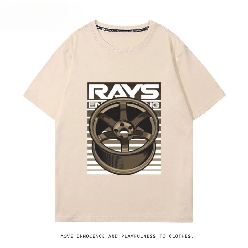 RA Wheel Rim TE37 Wheel Hub Modified Car Short Sleeve Men's and Women's Summer Cotton Japanese Versatile T-Shirt Tide Ins-AMAZON FACTORY