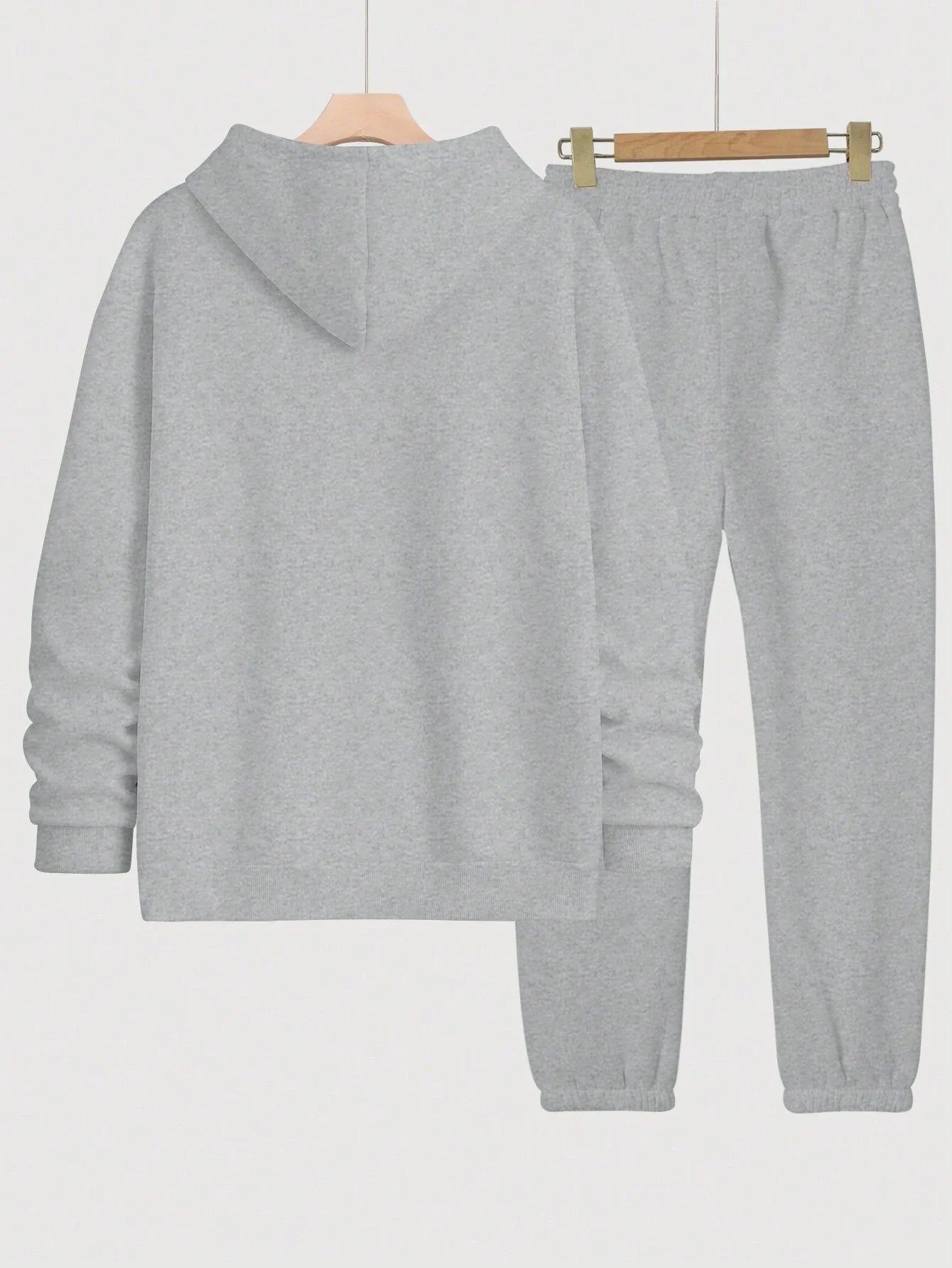 Real Women Hustle Hard Hoodie Sweatpants Set Gray Casual Sportswear-AMAZON FACTORY