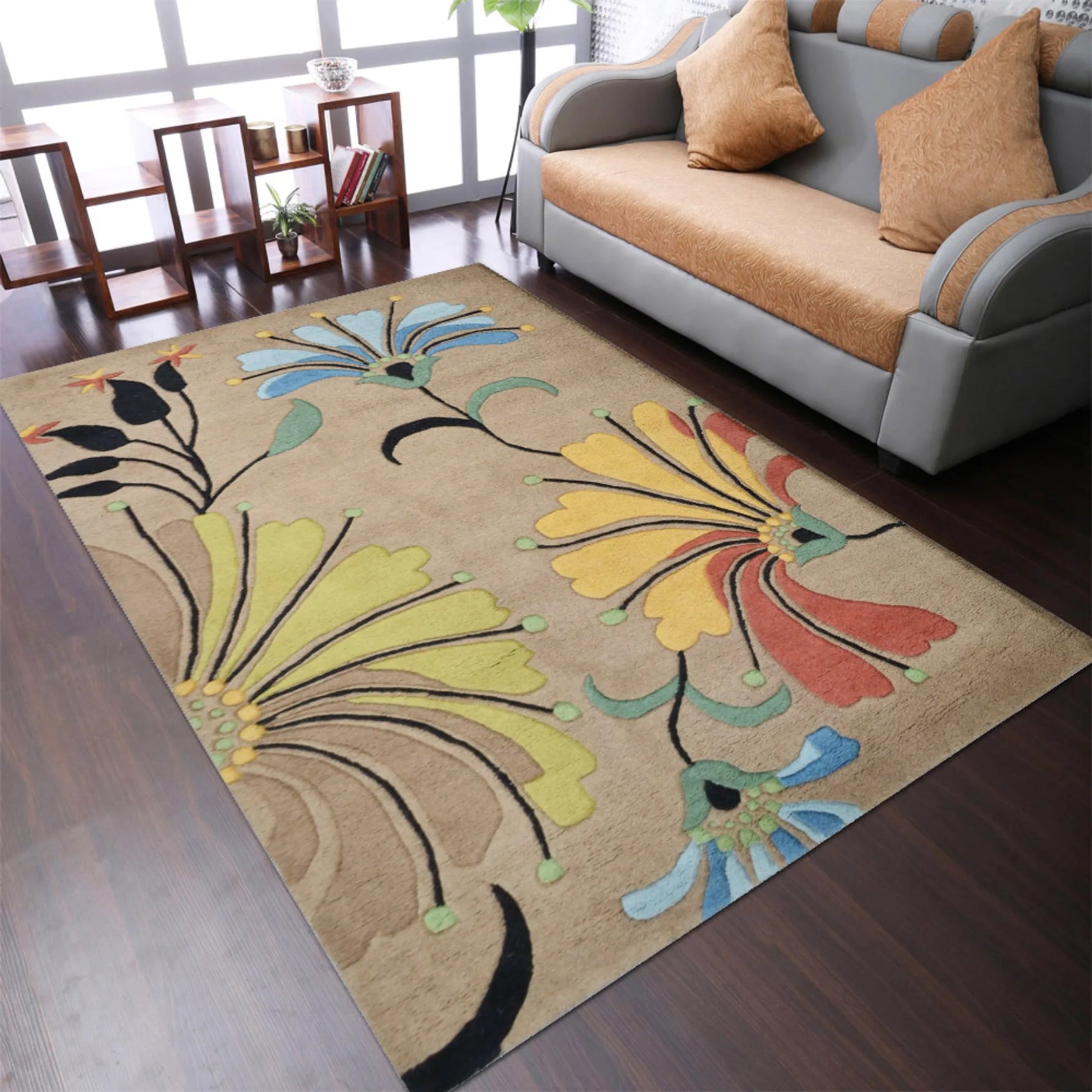 Rugsotic Carpets Hand Tufted Wool Area Rug Floral - AMAZON FACTORY